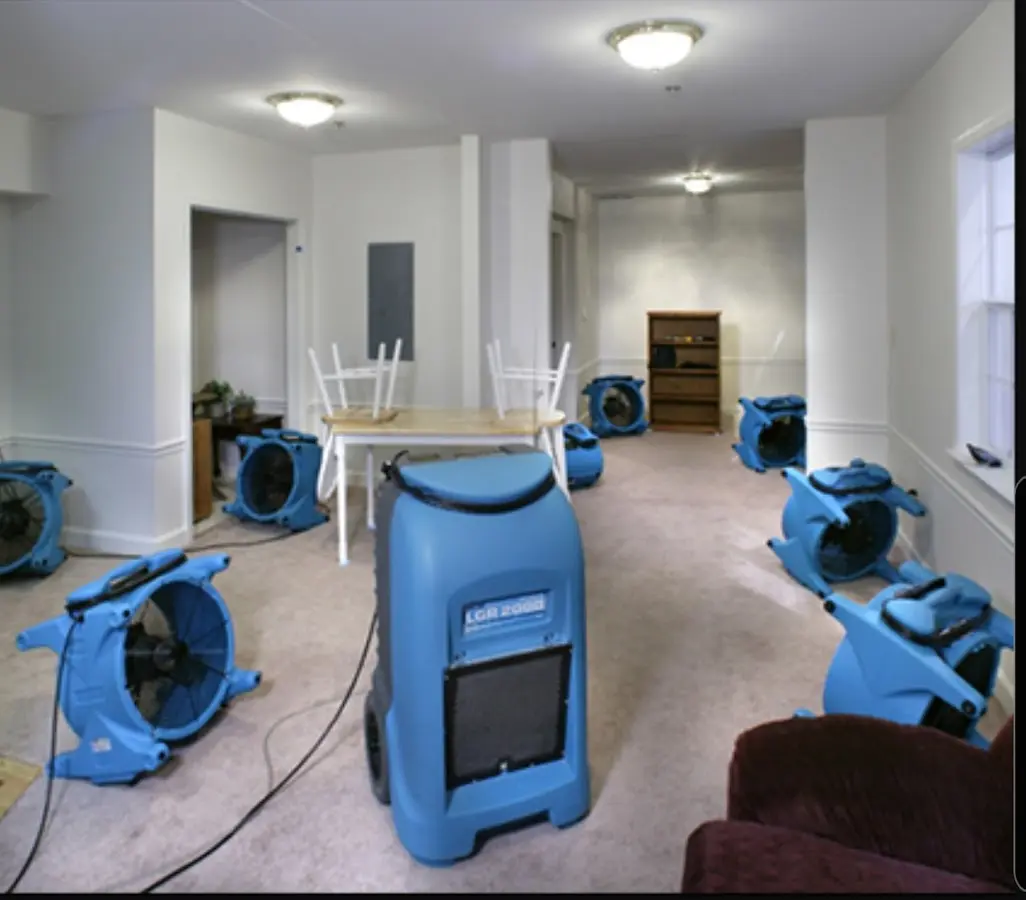 Air movers and dehumidifier setup for Water Extraction & Removal in Hartford